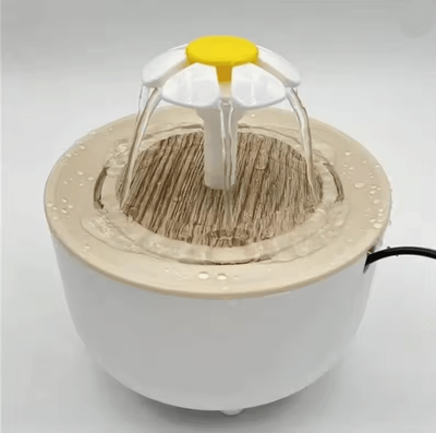 Inspire Essentials Automatic Cat Water Fountain With Filter Quiet USB Electric Pet Dispenser usb 5v wood Grain White