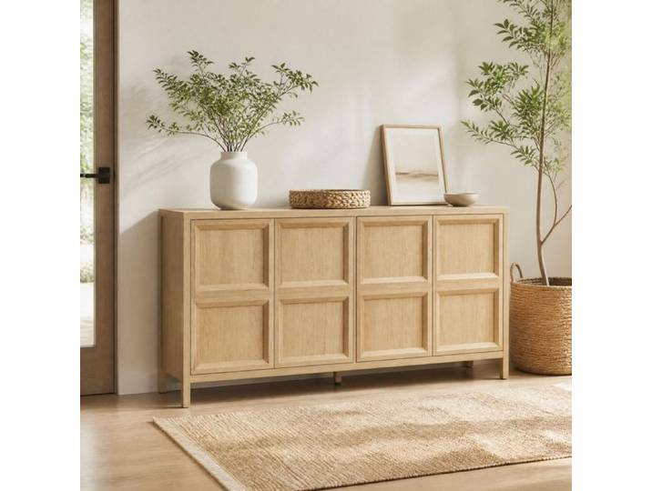 VUENOR Buffet bas 160x40x80 cm chêne clair – ouverture Tip-On Soft-Close
