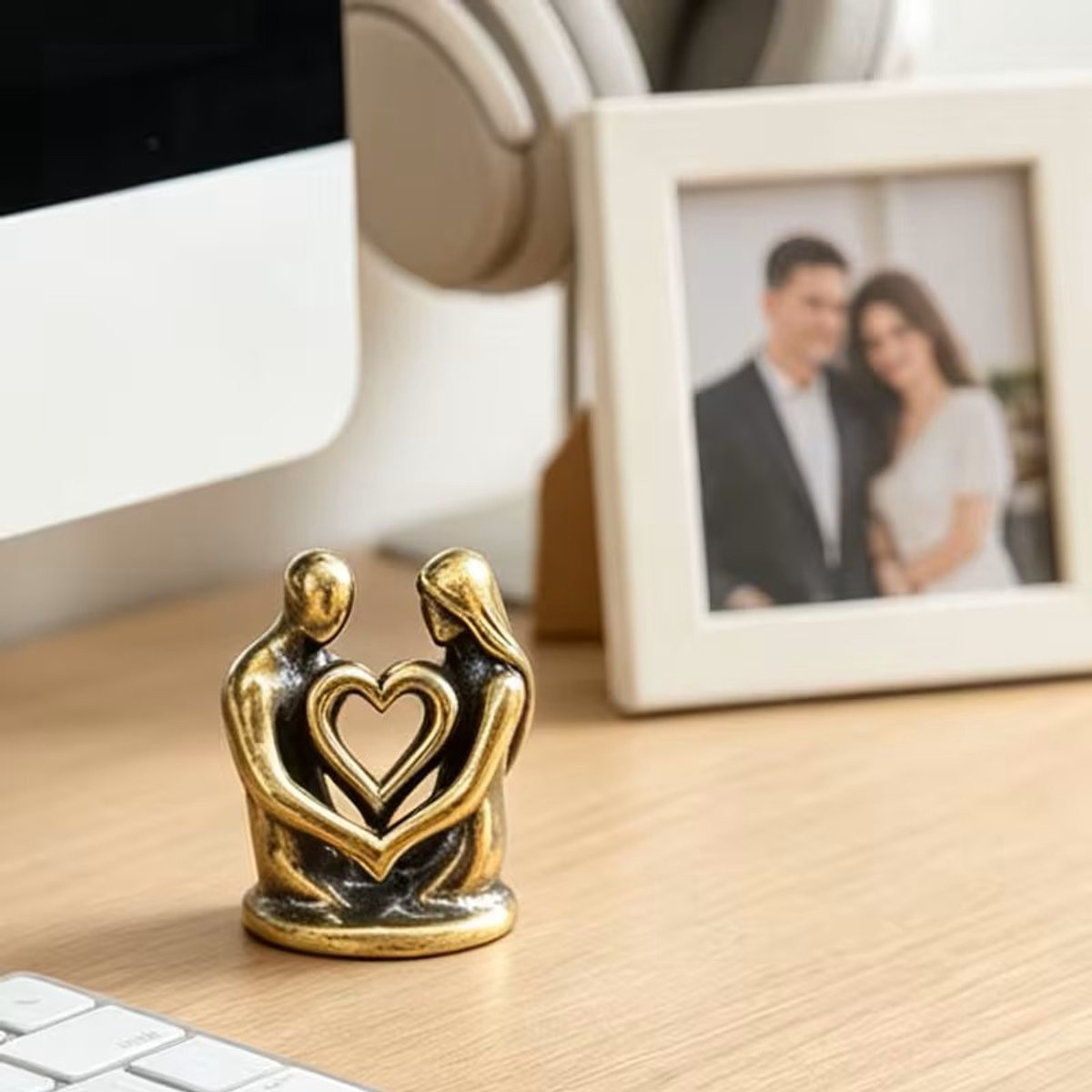 Messing beeldje van man en vrouw voor woondecoratie