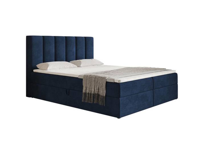 Sepro Meble Bett Blau FOX Kontinental 140x200 cm, Schwarz, Dunkelblau, Blau, 140x200 cm, Schlafzimmer, Betten, Polsterbetten