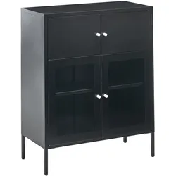 SIDEBOARD mit Glastüren Metall 80 cm Schwarz Esholt