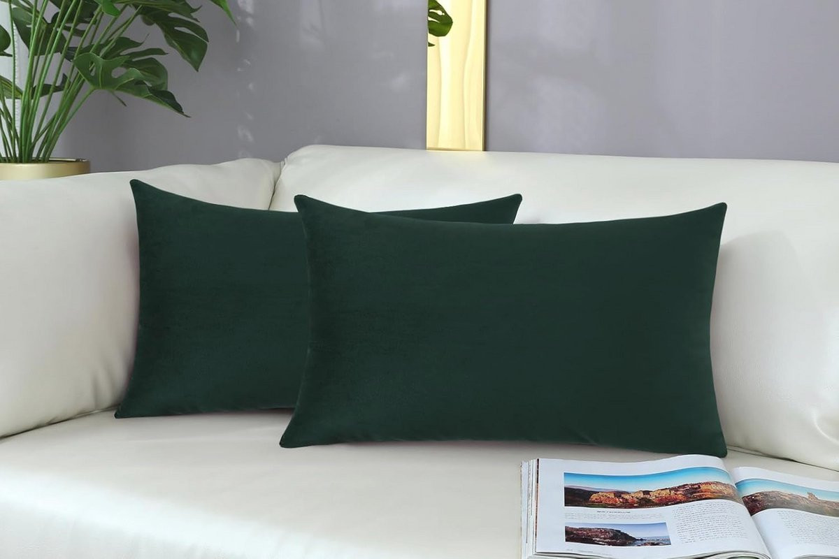 Set van 2 donkergroene comfortabele sierkussenhoezen voor kerstdecoratie