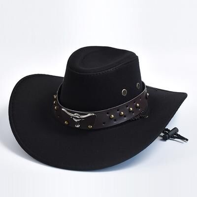 Fusion Finds Vintage Western Cowboy Hat In Faux Suede For Men & Women Wide Brim Cowgirl Costume Hat black