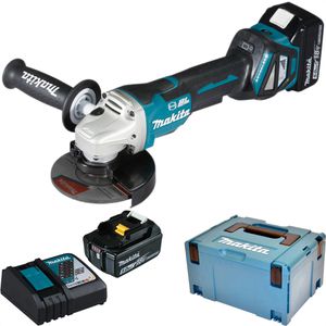 Makita DGA517RTJ Akku-Winkelschleifer 18V / 5,0Ah mit 2 Akkus und Koffer