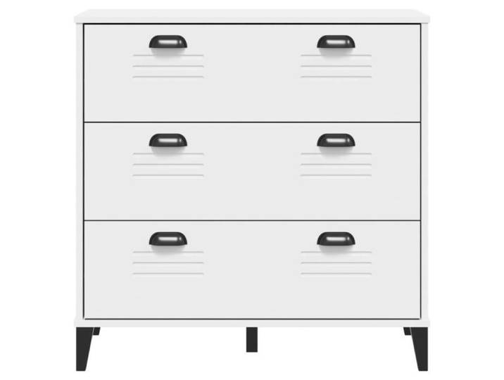 Commode - ZERODIS - VIKEN - Bois de pin massif - 3 tiroirs - Blanc