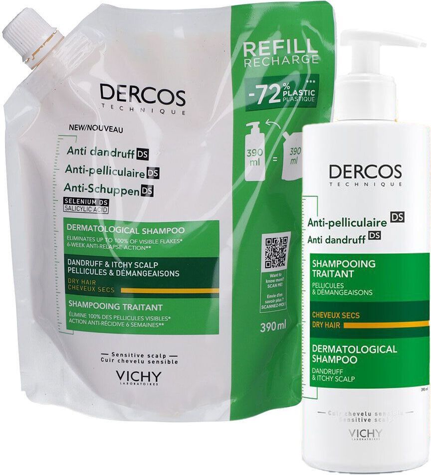 Vichy Dercos Anti-Schuppen Shampoo für normale bis trockene Kopfhaut + Anti-S 2x390 ml