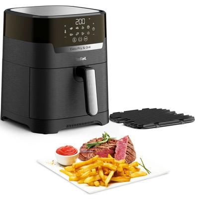 TEFAL Heißluftfritteuse "Easy Fry & Grill Precision", silber (schwarz, silberfarben), B:27cm H:32,4cm T:36,1cm, Fritteusen, XL Kapazität, 8 Programme, weniger Fett, Druckguss-Grillrost, EY5058