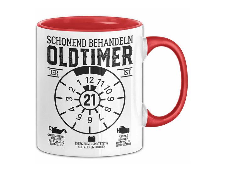 Trendation Tasse 21. Geburtstag Tasse Geschenk Schonend Behandeln Oldtimer Der Ist 21