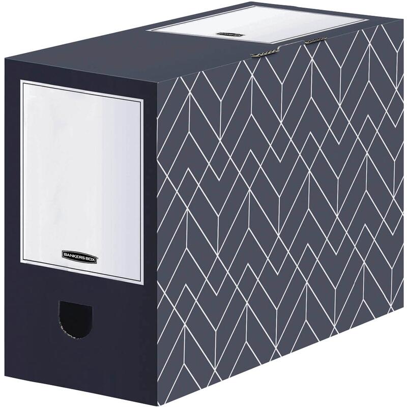 5 Bankers Box Archivboxen Bankers Box Décor Serie mitternachtsblau/weiß 15,0 x 34,5 x 25,3 cm 4483001