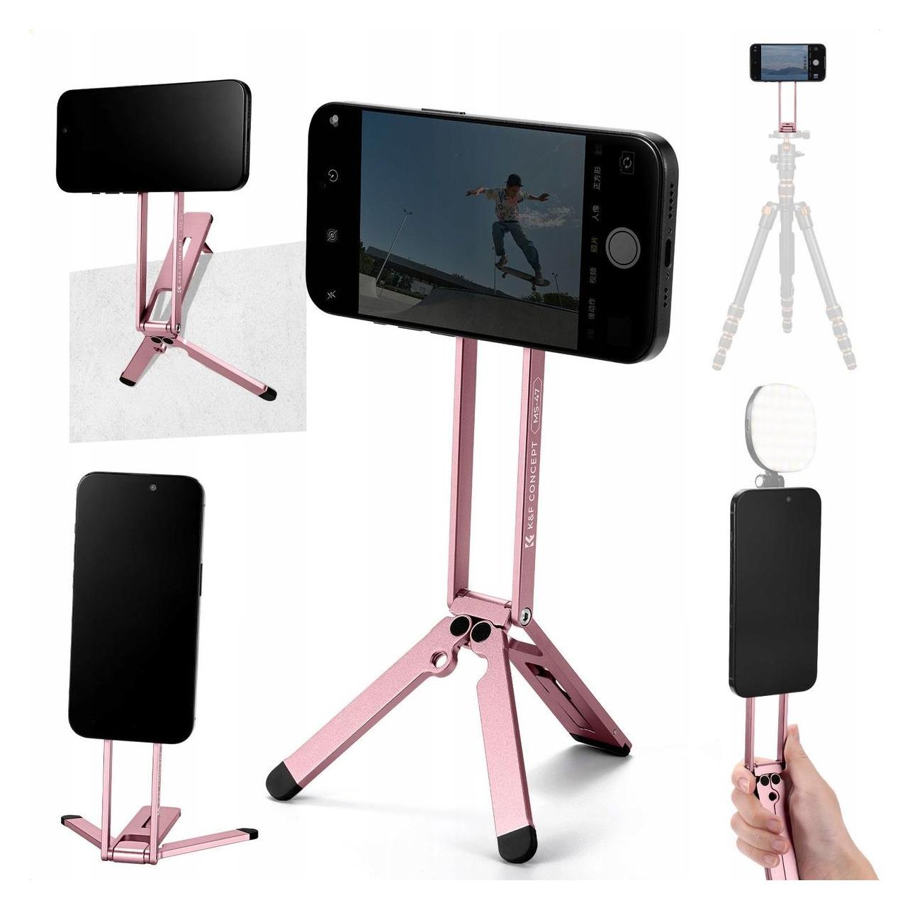 K&F Concept Statyw Uchwyt 3w1 Vlog Video Foto Magnetyczny Magsafe Do Telefonu Iphone Kf / Kf31.139s3 / Różowy (66278148)