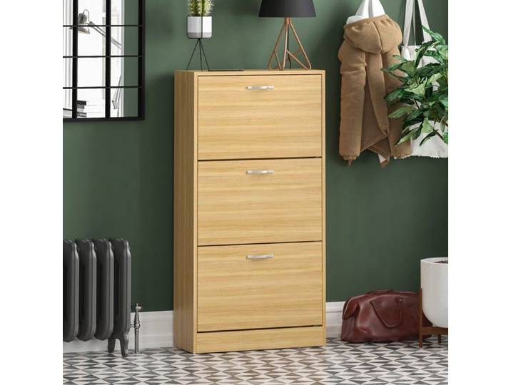 Meuble à chaussures 3 tiroirs – Armoire de rangement pour chaussures meuble d'entrée ou de couloir Pin