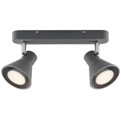 Nordlux Aufbau-Spot EIK, 2-flammig, IP20, 2x GU10 (exkl.), drehbar und schwenkbar, grau matt NORD-45770110
