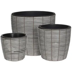 PROGARDEN 3 Blumentöpfe 25-40cm Kunststoff runde Pflanzgefäße Blumenübertöpfe Aussenbereich & Innenbereich Blumentopf Pflanzentopf Garten Deko Grau