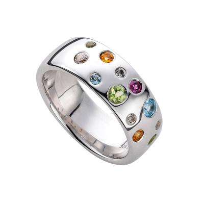 Fingerring LADY Gr. 21, silber (silber 925), Fingerringe, Damen, 21, Glas Silber 925 (Sterlingsilber), Glas, Silber 925 (Sterlingsilber), Fingerring