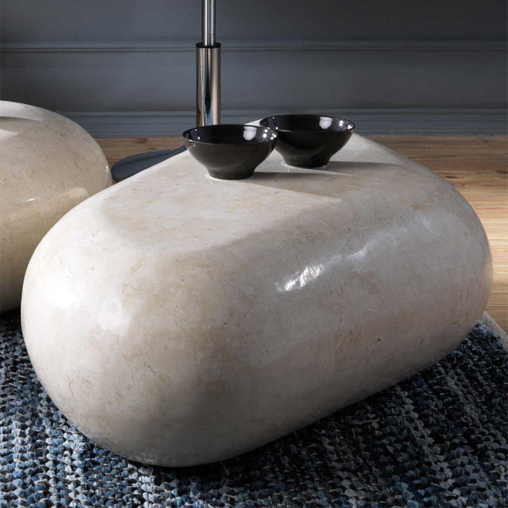 Pharao24.de Wohnzimmer Couchtisch aus Stein Creme