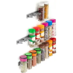 InnovaGoods Gewürz Organizer Set Selbstklebend & Teilbar (2 Stück), Küchen Organizer, Grau