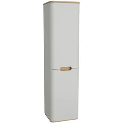 VitrA Sento Hochschrank, Hellgrau Matt, wandhängend mit Metallwäschekorb und Softclose-Tür, 1 Tür, Türanlage links