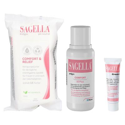 Sagella poligyn Intim-Waschlotion & Feuchtigkeitscreme Pflegetücher 1 St Set