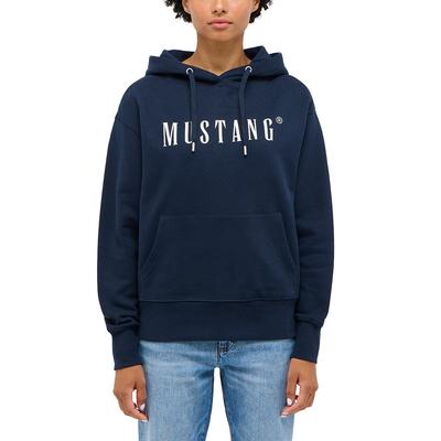Sweatshirt MUSTANG "Damen Style Margo", Damen, Gr. L, blau (dunkelblau), 100% Baumwolle, oversize normal, Sweatshirts Sweatshirt