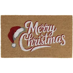 Chic Antique Weihnachts Fußmatte Merry Christmas, 75 x 45 x 1,5 cm - Natur