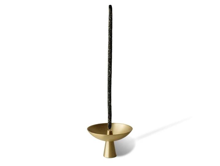 Räucherstäbchenhalter Messing mit Ascheauffangschale Gold