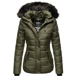 NAVAHOO Damen Modische Winterjacke Steppjacke mit Kunstpelz Kapuze Zuckerbiene