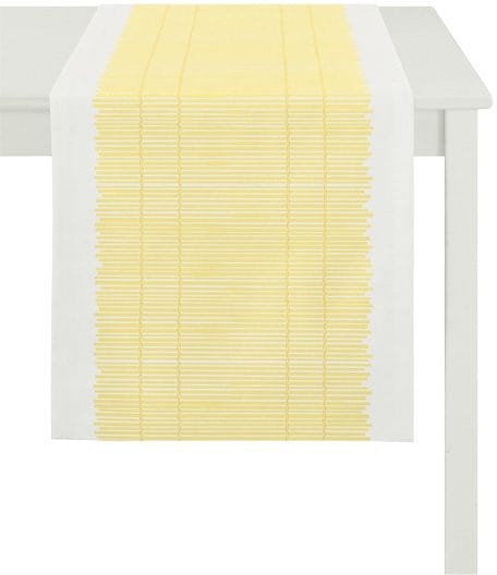 Tischläufer APELT "3033 Loft Bambusmatte", gelb (gelb, weiß), B:48cm L:140cm, Polyester, Viskose, Tischdecken, Tischläufer gelb, weiß B/L: 48cm x 140cm, 1 Stk., rechteckig