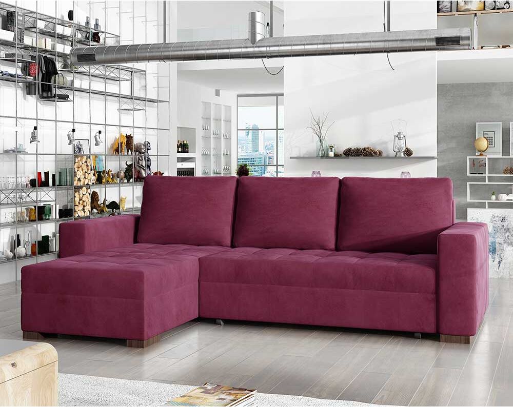 Pharao24.de Ecksofa Sofa in Bordeaux mit Schlaffunktion
