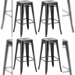 Proregal CHEFGASTRO 4er Set Barhocker PALAU HxBxT 76x43x43cm Metall Schwarz Barstuhl