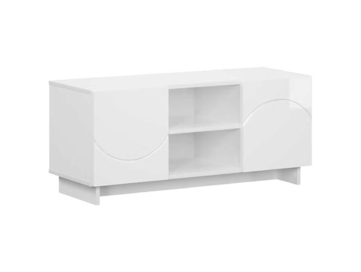 KGFHERENB TV Board 90x34,5x40 cm Lowboard Fernsehtisch Hochglanz Weiß Kompaktes TV-Möbel mit 2 Türen für Wohnzimmer und Schlafzimmer, bietet ordentlichen Stauraum für Receiver und Konsolen.