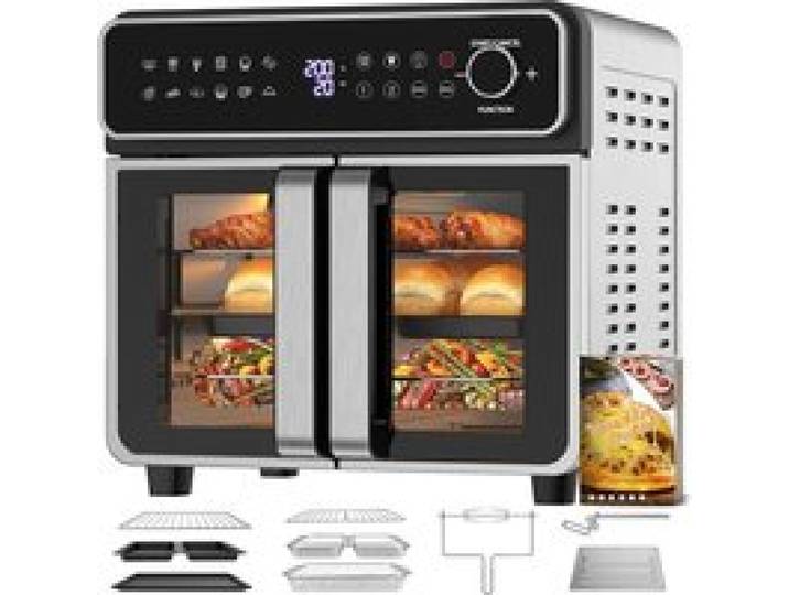 Friteuse À Air Chaud 23 L Familiale Mini Four Cuisson Une Ou Deux Zones Température Séparable Écran