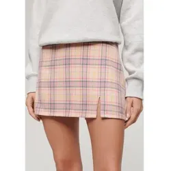Superdry für Damen. W7210321A Rosa karierter Minirock (S), Lässig, Polyester