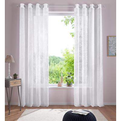 Gardine OTTO HOME "Adele, 1 Stück, Ösen, transparent, florale Stickerei" Gr. 5, weiß, B:130cm H:265cm, Voile, Polyester, Gardinen, Gardine, transparent, mit floraler Stickerei, Voile