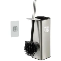 Relaxdays Toilettenbürste zur Wandmontage Schwarz,Silber