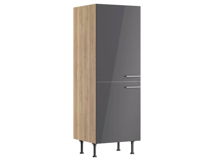 Optifit Geräteumbauschrank, Anthrazit, Wildeiche, 1 Fächer, einzeln stellbar, 60x176.6x58.1 cm, DIN EN ISO 14001, DIN EN ISO 50001, DIN EN ISO 9001, Zusatzausstattung erhältlich, Küchen, Küchenmöbel, Küchenschränke, Geräteumbauschränke