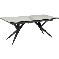 ESSTISCH Ausziehbar Keramik Glas Marmoroptik Groß, Weiß 180x95x76 cm