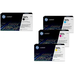 HP Original 507A/ 507X Toner 4er Set schwarz hohe Kapazität, cyan, magenta, gelb