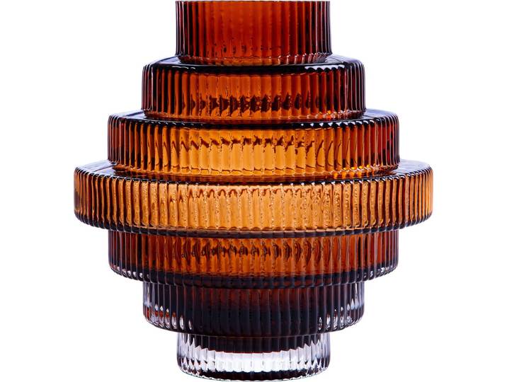 QUVIO Vaas – Vazen – Bloemenvaas – Vaas glas – Trap design – Steps vaas – Droogbloemenvaas – Vaasje – Maat L – Glazen vaas – Glas – Bruin