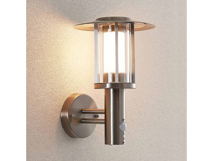 Lindby LED-Außenwandlampe Gregory, Sensor, edelstahl, IP44 Gregory, alu / grau / zink, Edelstahl, Modern