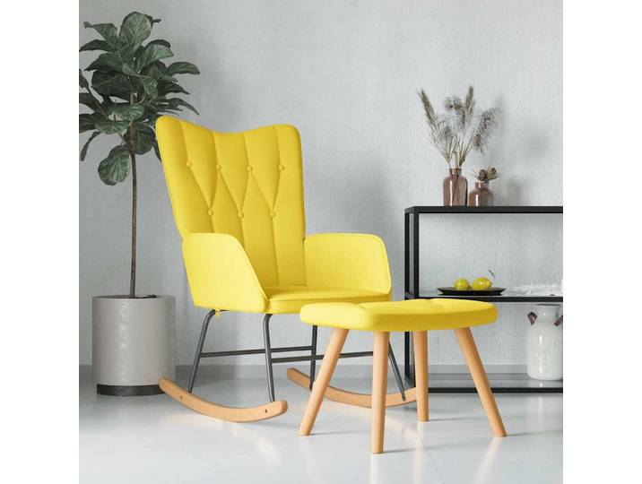 vidaXL Schaukelsessel mit Hocker Senfgelb Stoff