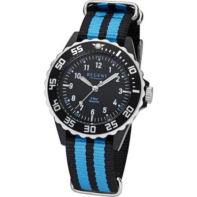 Quarzuhr REGENT, schwarz (türkis, blau, schwarz), Armbanduhren, Kinder, schwarz, Quarzuhr, Armbanduhr, Kinderuhr, Lernuhr, Jungen, Schulanfang, Geschenkidee