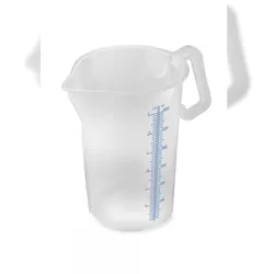 thermohauser Messbecher m. geschlossenem Griff, 3000 ml, Kunststoff PP, blaue Skala in Litern und Millilitern