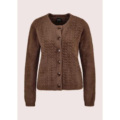 Strickjacke MADELEINE "Strickjacke Flauschige Strickjacke mit Wabenmuster", Damen, Gr. 40/42, braun (trüffelbraun), Modern, regular fit, Strickjacken Strickjacke