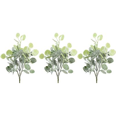Winterliche Kunstpflanze CREATIV GREEN "Weihnachtsdeko", grün, H:38cm, Kunststoff, Kunstpflanzen, Zweige mit künstlichem Schnee bedeckt, 3er-Set