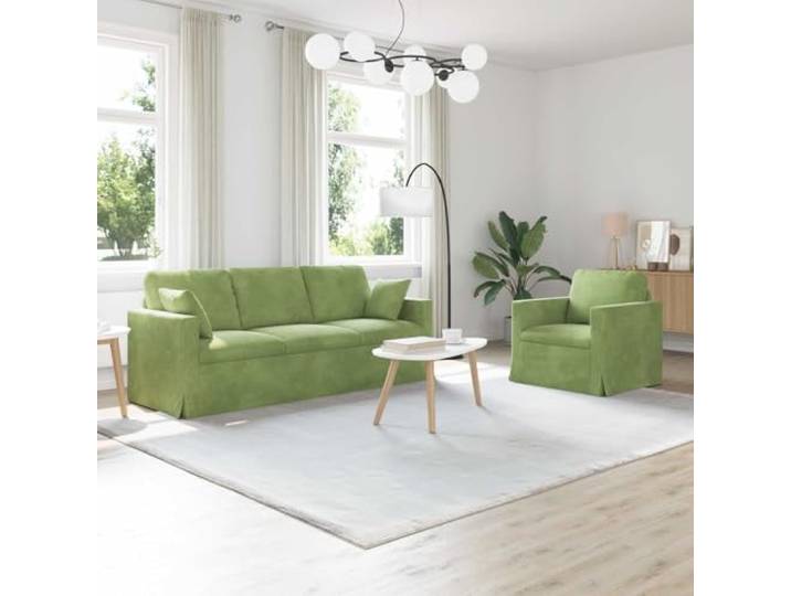 ZQQLVOO Modulares Sofa 2 Sitzer Hellgrün Samt Metallrahmen, Schaumstoffkissen, Schwarz Gestell, Wohnzimmer, Schlafzimmer