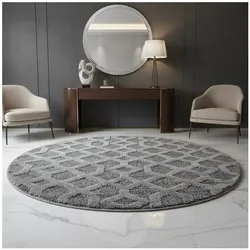 Teppich Hochflor TALFER in Grau, geometrisch, Ø 80 cm