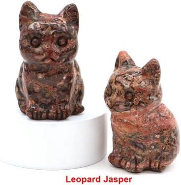 Inspired Finds Natural Amethyst Cat Statue Hand Carved Crystal Figurine For Healing & Meditation Decor leopard Jasper