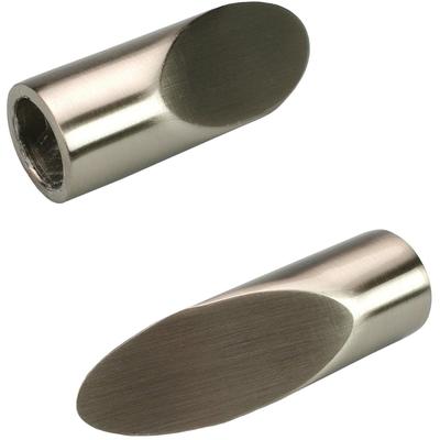 Gardinenstangen-Endstück LIEDECO "Cut", silber (edelstahlfarben), L:7cm Ø:1,6cm, Gardinenstangenendstücke, Gardinenstangen-Endstück, für Gardinenstangen Ø 16 mm