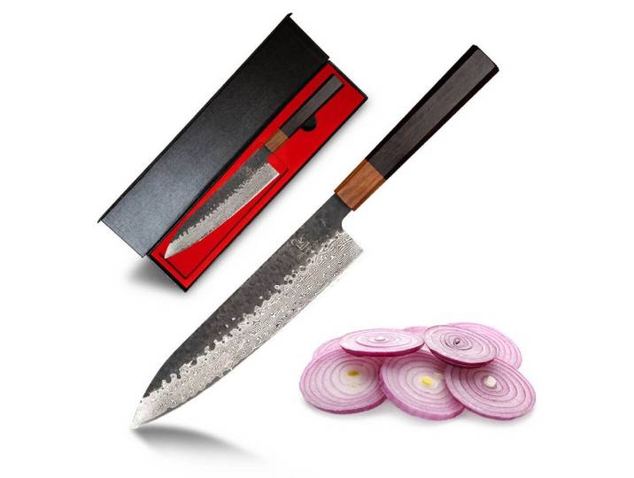 Küchenkompane Fleischmesser Küchenkompane Damast-Chefmesser Shikku, 20cm, VG10 Kern