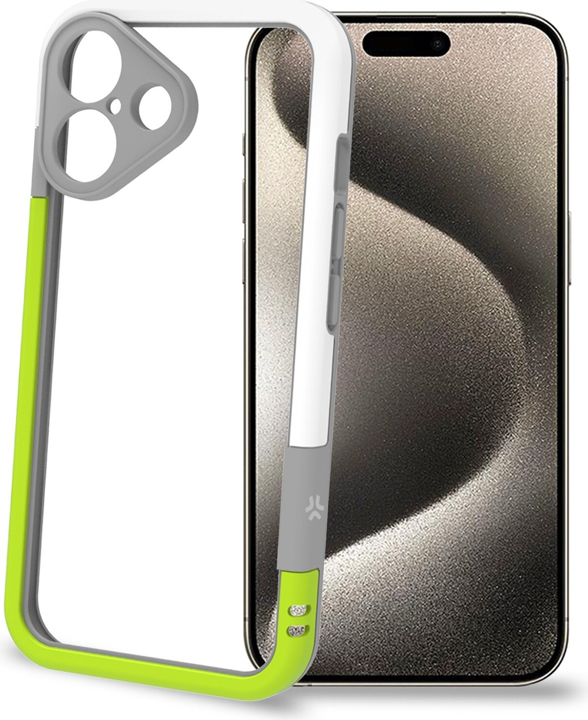Celly Beschermhoes voor iPhone 16, wit/limoengroen